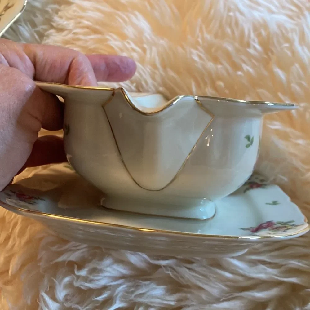 Thomas Porcelain China Ivory Floral bowl with base attached 7.5” x 5.5”